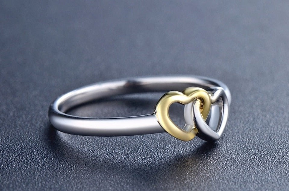 "Double the Love with our Stunning Silver Heart Ring Bands for Women" [low stock]