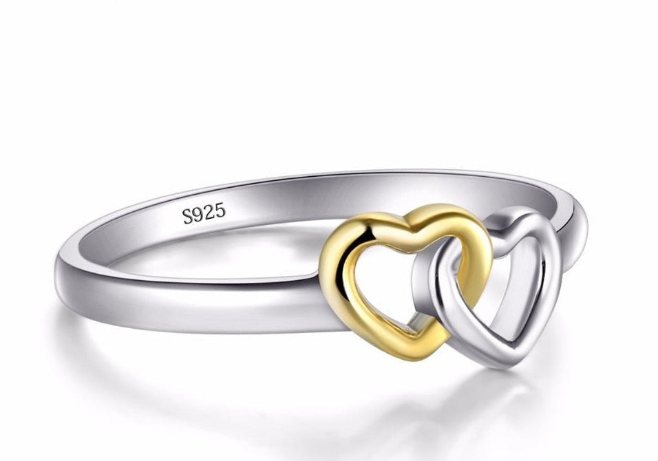 "Double the Love with our Stunning Silver Heart Ring Bands for Women" [low stock]