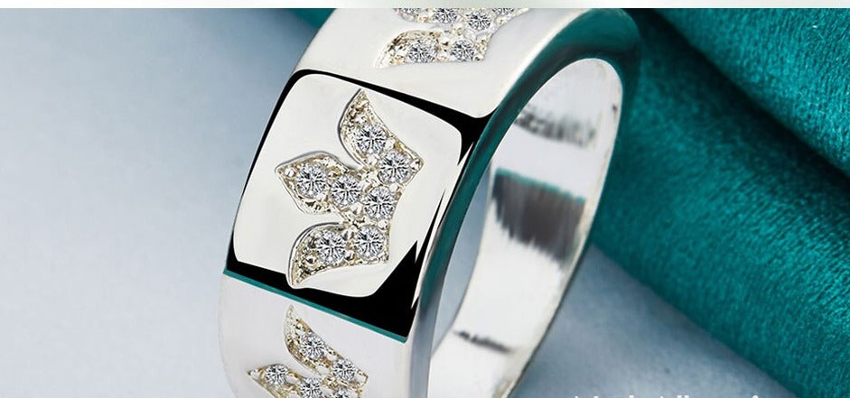 Regal Sterling Silver Crown AAA Zircon Ring for Women and Men [Low Stock]