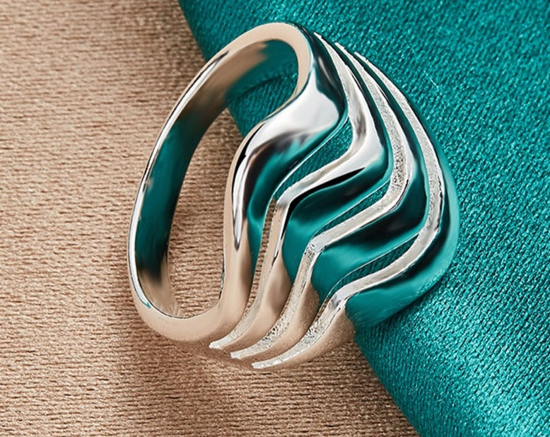 Make a Statement with this Elegant Silver Four Lines Smooth Ring for Women [Low stock]