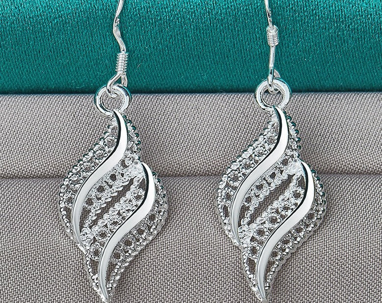 Nature-inspired | Elegant Silver Leaves Leaf Drop Earrings for Women [Low Stock]