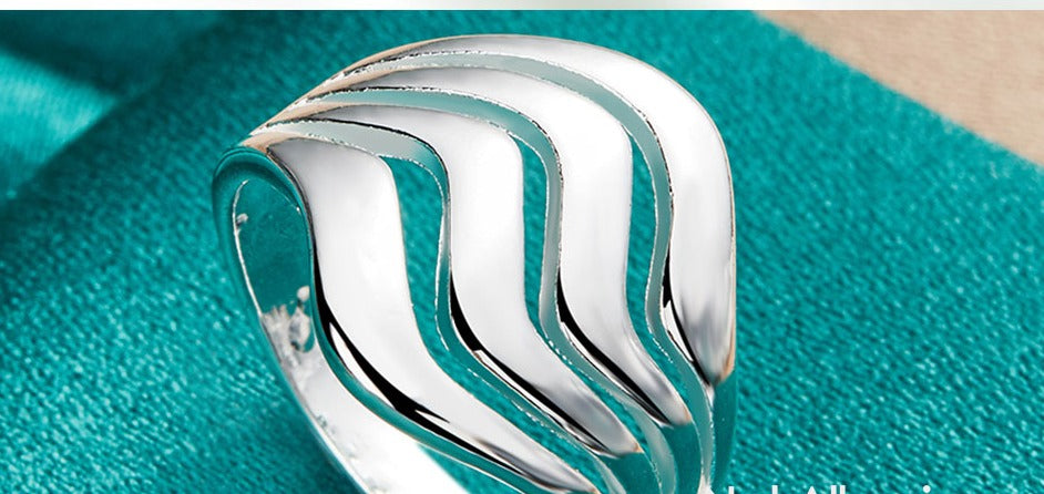 Make a Statement with this Elegant Silver Four Lines Smooth Ring for Women [Low stock]