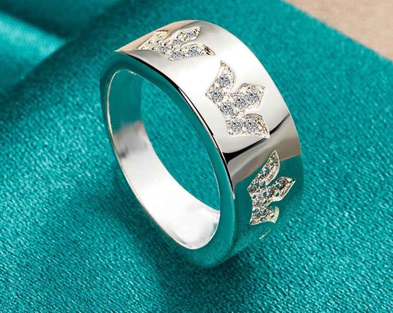 Regal Sterling Silver Crown AAA Zircon Ring for Women and Men [Low Stock]